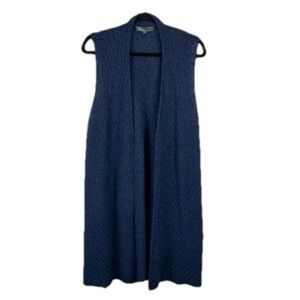 89th & Madison Navy Blue Knit Open Front Longline Sweater Vest XL